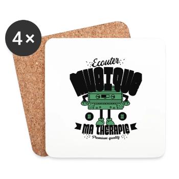 Ecouter musique ma thérapie - Dessous de verre (lot de 4) - blanc - Devant