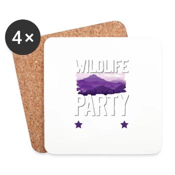 Équipe de fête de la faune - Dessous de verre (lot de 4) - blanc - Devant