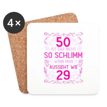 50 Ist Gar Nicht So Schlimm - Untersetzer (4er-Set) - Weiß - Vorne