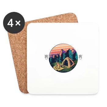 Camping Is Awesome, Beer Makes It Awesomer - Coasters (set of 4) - white - Front