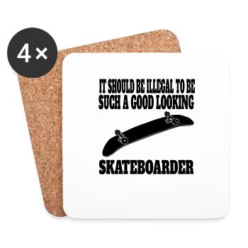 Skateboarding Longboard Skateboard Sakten Skater - Untersetzer (4er-Set) - Weiß - Vorne
