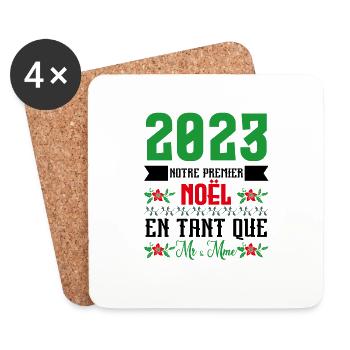 Notre premier Noël en tant que M. et Mme 2023 - Dessous de verre (lot de 4) - blanc - Devant