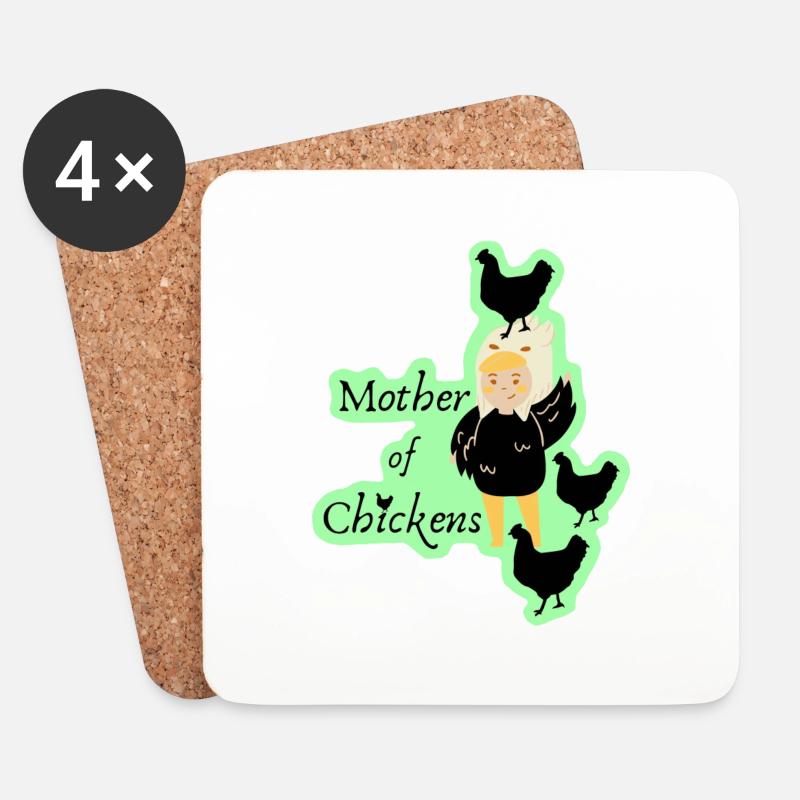 Motherofchickens - Untersetzer (4er-Set) - Weiß