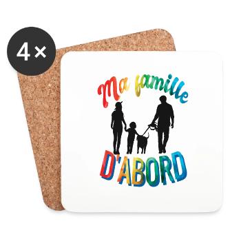 Ma famille d'abord - Dessous de verre (lot de 4) - blanc - Devant