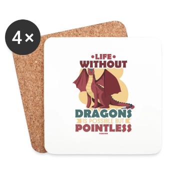 La vie sans dragons est possible mais inutile - Dessous de verre (lot de 4) - blanc - Devant
