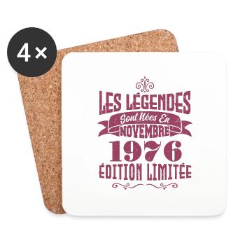 Les légendes sont nées en novembre 1976 - Dessous de verre (lot de 4) - blanc - Devant