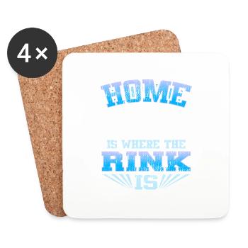Retro Vintage Home est l’endroit où la patinoire est le hockey - Dessous de verre (lot de 4) - blanc - Devant