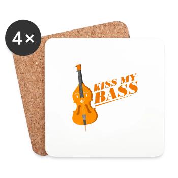 Kiss My Bass Funny Musical Instrument Designs - Untersetzer (4er-Set) - Weiß - Vorne