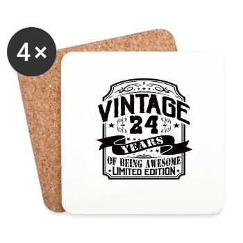 Vintage 24 Years of Being Awesome 24 Geburtstag - Untersetzer (4er-Set) - Weiß - Vorne