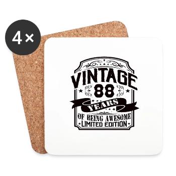 Vintage 88 ans d’être génial 88 anniversaire - Dessous de verre (lot de 4) - blanc - Devant