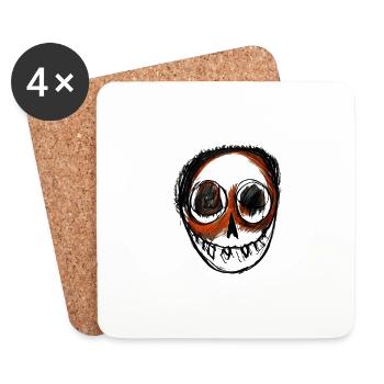 Halloween creepy sketch face dark horror - Coasters (set of 4) - white - Front