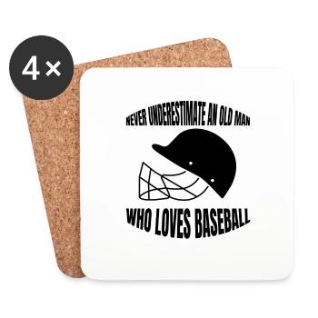 Baseball Baseball Game Baseball Lover Cadeau - Dessous de verre (lot de 4) - blanc - Devant