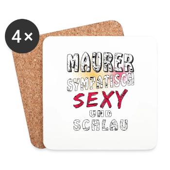 MAURER SYMPATISCH SEXY UND SCHLAU - Untersetzer (4er-Set) - Weiß - Vorne