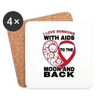 Ich liebe mit AIDS bis zum Mond und zurück - Untersetzer (4er-Set) - Weiß - Vorne