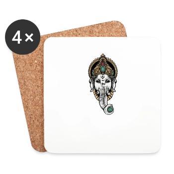 Ganesha I Hinduism Buddhism Motif for - Coasters (set of 4) - white - Front
