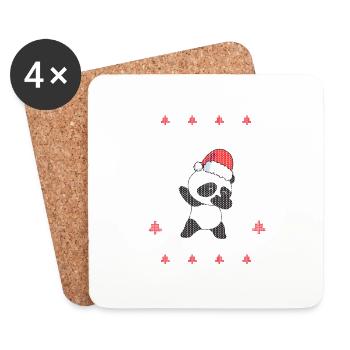 Dabbing through the Snow Panda Bear Dab Dance Xmas - Coasters (set of 4) - white - Front