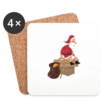 Weihnachtsmann Poops In Der Schornstein Weihnacht - Untersetzer (4er-Set) - Weiß - Vorne
