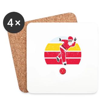 Le Père Noël joue au bowling - Dessous de verre (lot de 4) - blanc - Devant