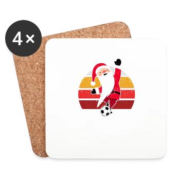 Le Père Noël joue au football Noël - Dessous de verre (lot de 4) - blanc - Devant