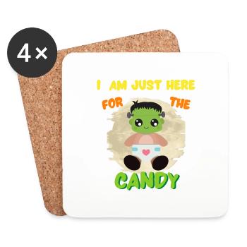 Je suis juste ici pour la chemise d’Halloween drôle de bonbons - Dessous de verre (lot de 4) - blanc - Devant