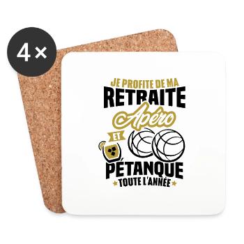 Je profite de ma retraite apéro et pétanque - Dessous de verre (lot de 4) - blanc - Devant