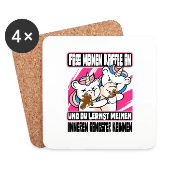 Lustig Einhorn Kaffee Kaffeetrinker Sarkastisch - Untersetzer (4er-Set) - Weiß - Vorne