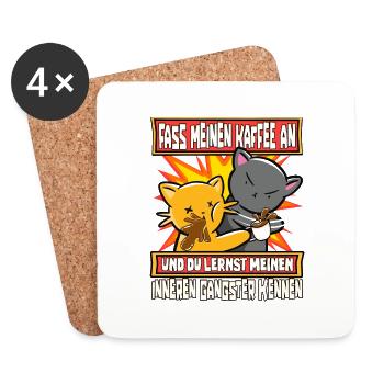 Lustig Katzen Kaffee Kaffeetrinker Sarkastisch - Untersetzer (4er-Set) - Weiß - Vorne
