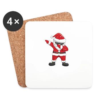 Dabbing Père Noël Pyjama de Noël Drôle - Dessous de verre (lot de 4) - blanc - Devant