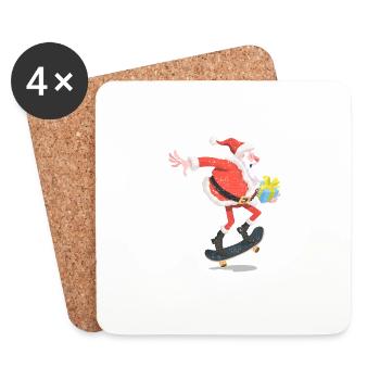 Weihnachtsmann Tricks Skateboard Weihnachten Skate - Untersetzer (4er-Set) - Weiß - Vorne