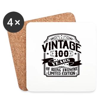 Vintage 100 Years of Being Awesome 100 Geburtstag - Untersetzer (4er-Set) - Weiß - Vorne