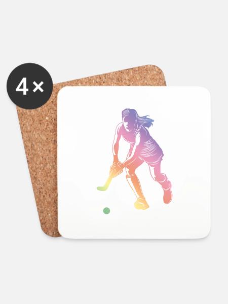Fieldhockey Sport Silhouette - Untersetzer (4er-Set) - Weiß