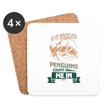 If It Involves Penguins Count Me In - Coasters (set of 4) - white - Front