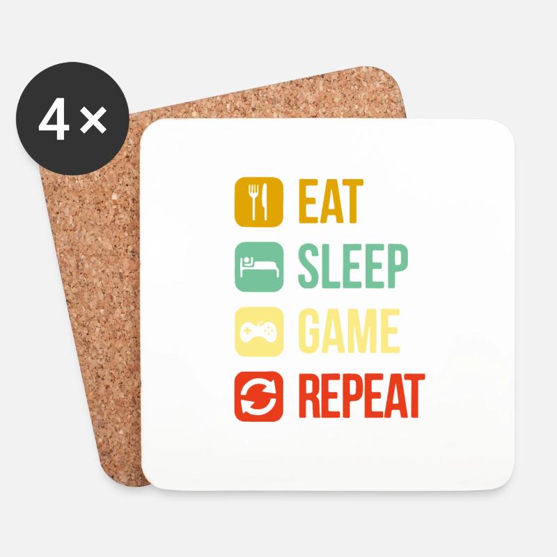 eat sleep repeat Videospiel - Untersetzer (4er-Set) - Weiß