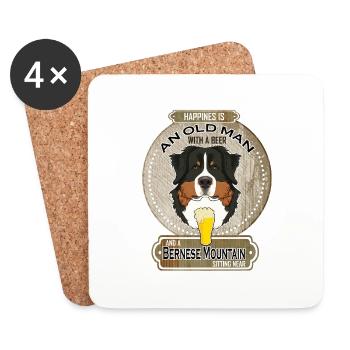 Bernese Mountain Dog Dad Beer Lover - Coasters (set of 4) - white - Front