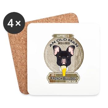 Français Bulldog Dad Amateur de bière - Dessous de verre (lot de 4) - blanc - Devant