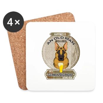 German Shepherd Dad Beer Lover - Untersetzer (4er-Set) - Weiß - Vorne