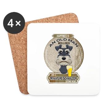 Miniature Schnauzer Dad Beer Lover - Coasters (set of 4) - white - Front