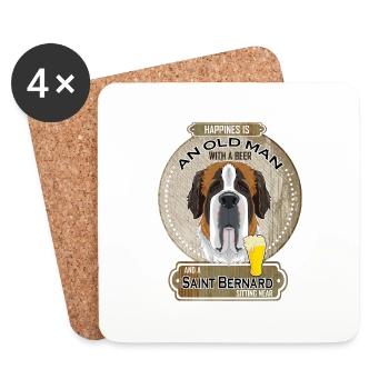 Saint Bernard Papa Amateur de bière - Dessous de verre (lot de 4) - blanc - Devant