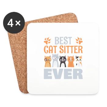 Bester Katzensitter Aller Zeiten Für Alle - Untersetzer (4er-Set) - Weiß - Vorne