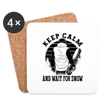 Keep Calm and wait for Snow - Snowboarding - Coasters (set of 4) - white - Front
