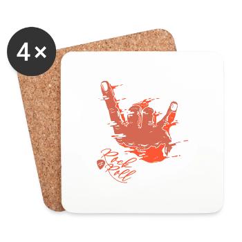 Retro Vintage ROCK & Roll Awesome T-Shirt Present - Coasters (set of 4) - white - Front