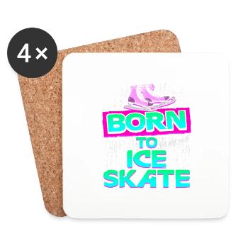 Né pour patiner sur glace Rétro Vintage Skating Designs - Dessous de verre (lot de 4) - blanc - Devant