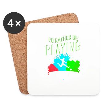 I'd Rather Be Playing Soccer Awesome Soccer Tee - Untersetzer (4er-Set) - Weiß - Vorne