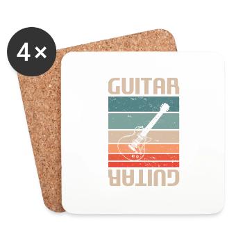 Retro Vintage Classic Guitar Instrument Guita - Coasters (set of 4) - white - Front