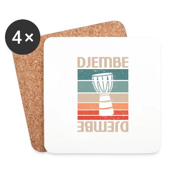 Retro Vintage Classic Djembe Player Instrument - Dessous de verre (lot de 4) - blanc - Devant