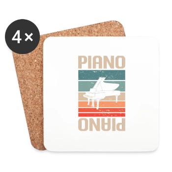 Retro Vintage Classic Piano Instrument Pianist - Coasters (set of 4) - white - Front