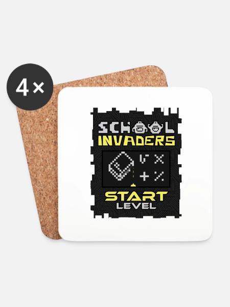 School Invaders - Schule und Schulanfang - Untersetzer (4er-Set) - Weiß