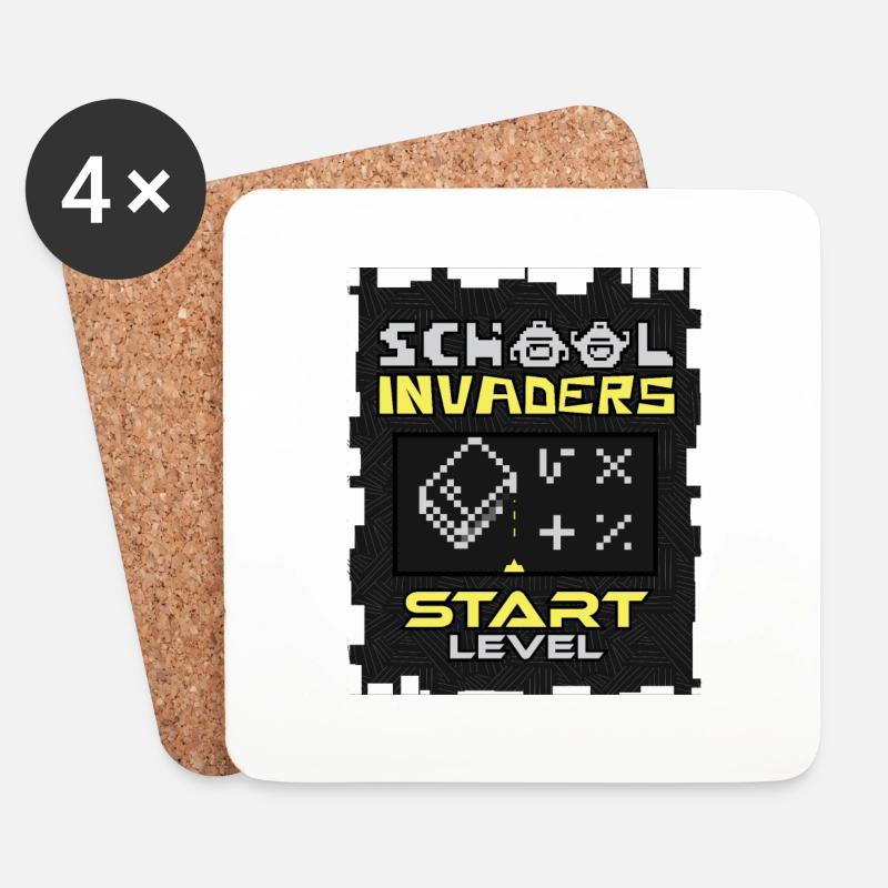 School Invaders - Schule und Schulanfang - Untersetzer (4er-Set) - Weiß