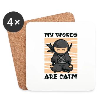 Serenity Ninja Fan Calm Yoga Lover Peaceful - Coasters (set of 4) - white - Front