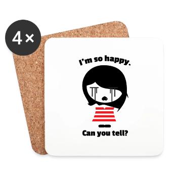 I'm so happy… can you tell? | Girls Emo clothes |e - Coasters (set of 4) - white - Front